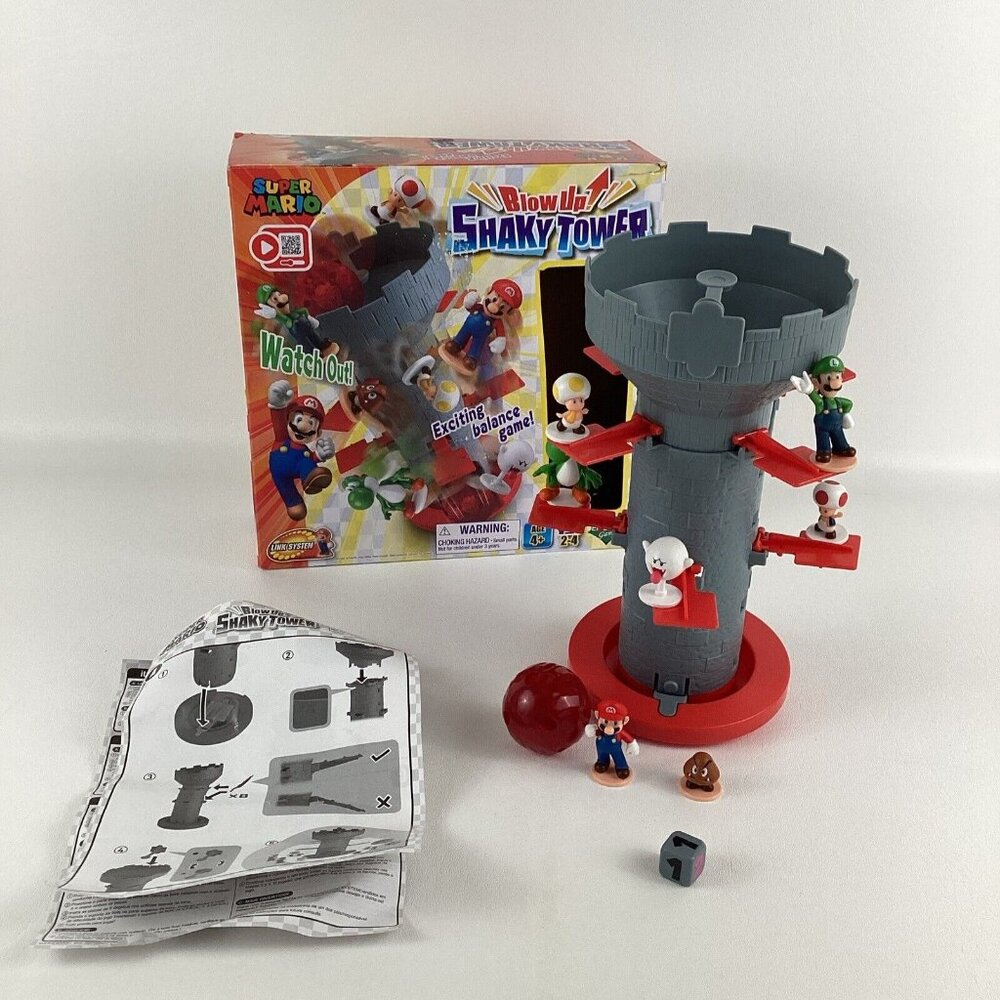 Super Mario Blow Up Shaky Tower Balancing Game Tabletop Skill Action Epoch